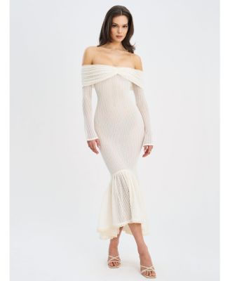 Women's Kaedyn Off Shoulder Long Sleeve Crochet Mermaid Maxi Dress