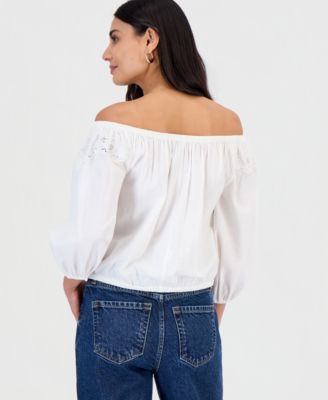 Petite Off-The-Shoulder 3/4-Sleeve Top