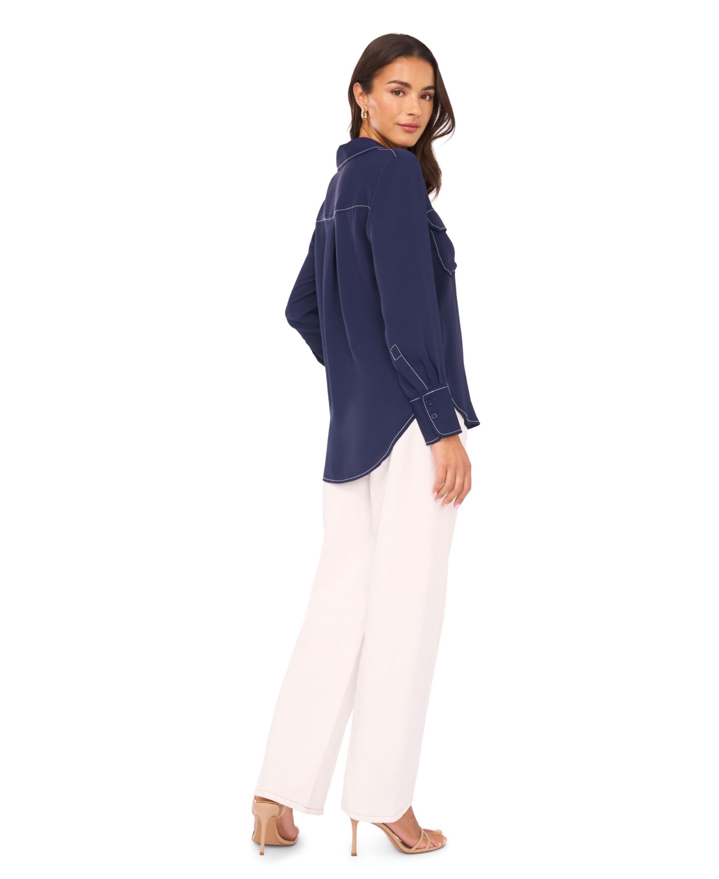 Женские джинсы Vince Camuto Curved Seam Straight, цвет: Состаренный белый — фото 4