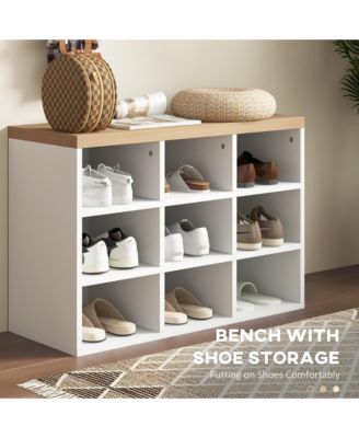 Shoe Bench and Coat Rack Set for Entryway Hallway