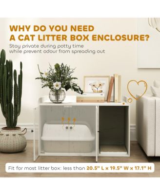 Cat Litter Box Enclosure, Litter Box Furniture w/ Scratching Mat