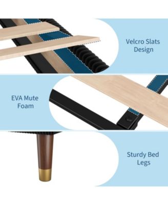 Bed Frame with Headboard, Corduroy Upholstered Platform Bed with Wooden Slats Support - No Box Spring Needed & Noise Free, Easy Assembly