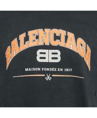 Men's Unisex Black Logo Print Distressed T-Shirt