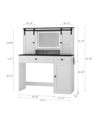 Farmhouse Dressing Table with Lighted Mirror and Drawer