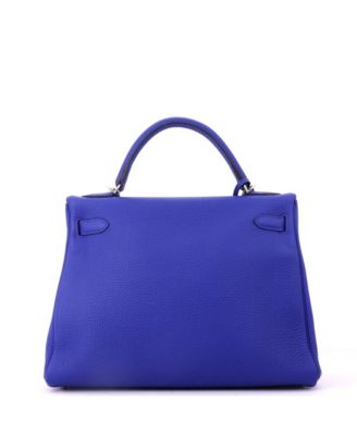 Kelly 32 Handbag Blue Togo with Palladium Hardware