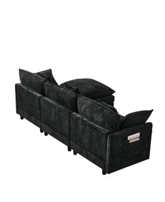 101.9" 3-Seater Cashmere Sofa w/ Movable Ottoman, Modular Design