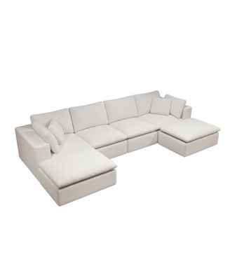 Modular Sectional Sofa, Upholstered Couch, 5PC Free Combination, White