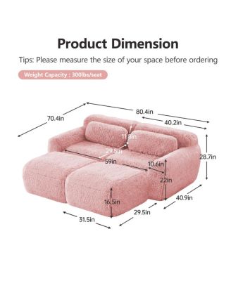 Plush Boneless Sofa with Ottoman, No Assembly Required, Anti-Slip Bottom