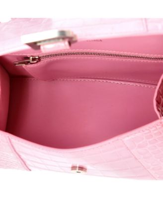 Small Hourglass Top Handle Bag Embossed Leather