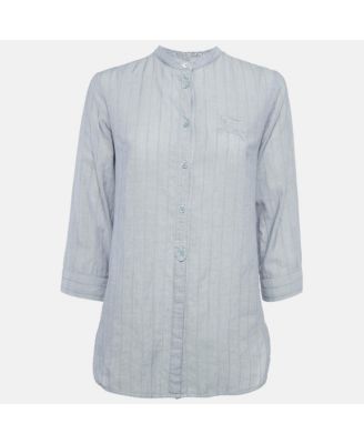 Women's Brit Grey Pinstripe Button Front Blouse
