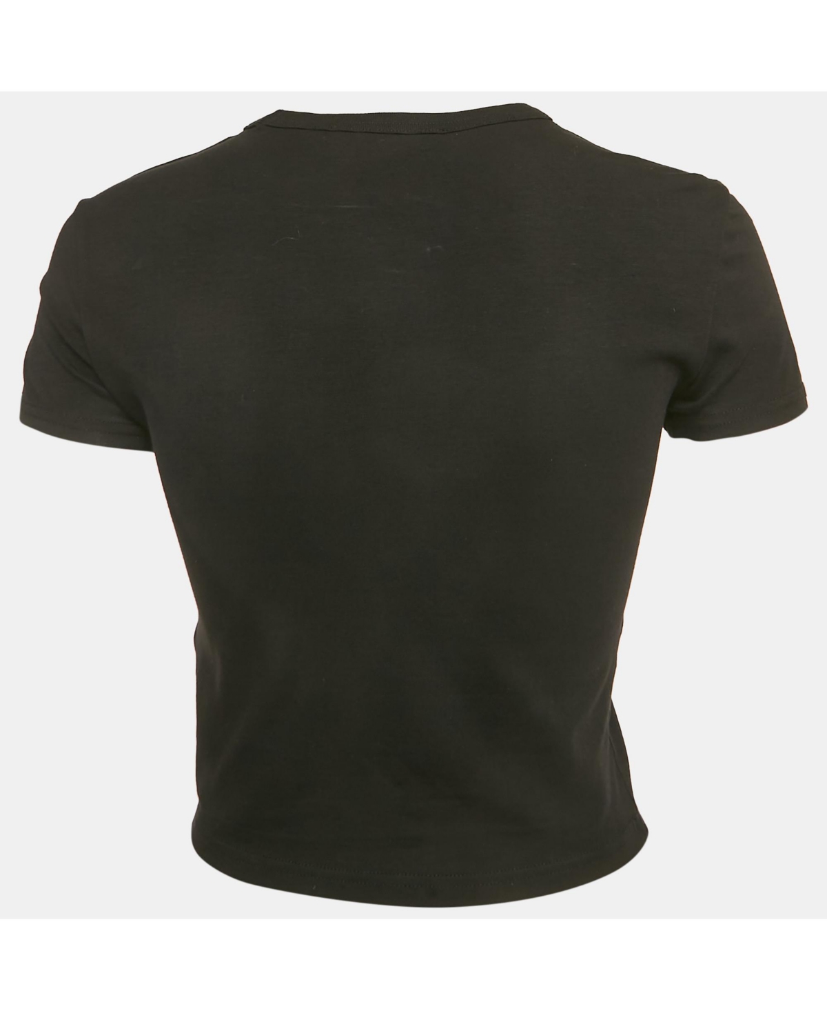 Pre-Owned Versace Women's Jeans Couture Black Logo Studded Cotton Knit Crop T-Shirt