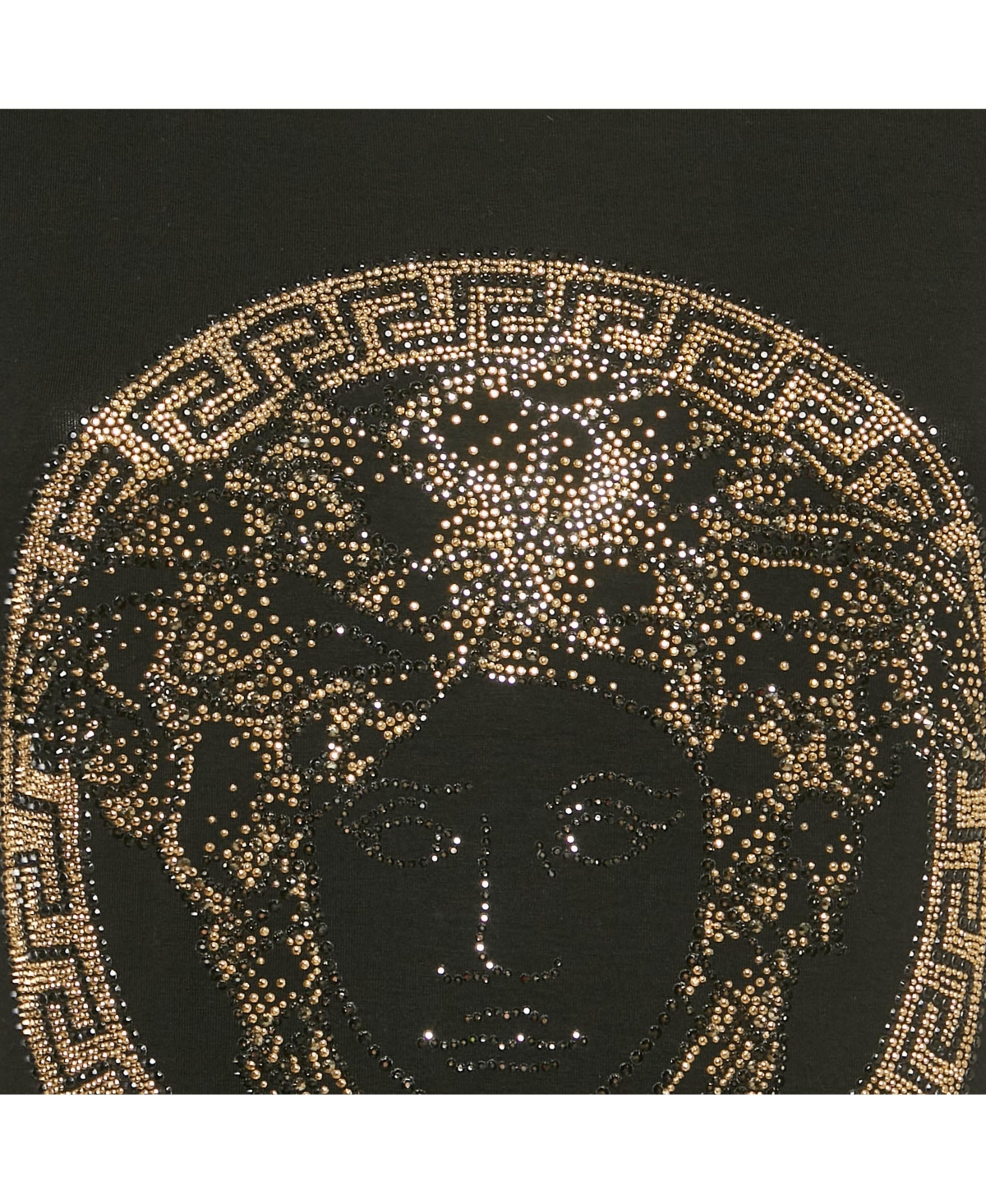 Pre-Owned Versace Women's Black Medusa Rhinestone Jersey T-Shirt