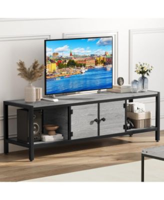 58 Inch TV Stand with Storage, Entertainment Center with Adjustable Legs, TV Console up to 65 Inch with Open Shelves