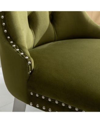 Modern Velvet Dining Chairs with Chrome Legs, Set of 2