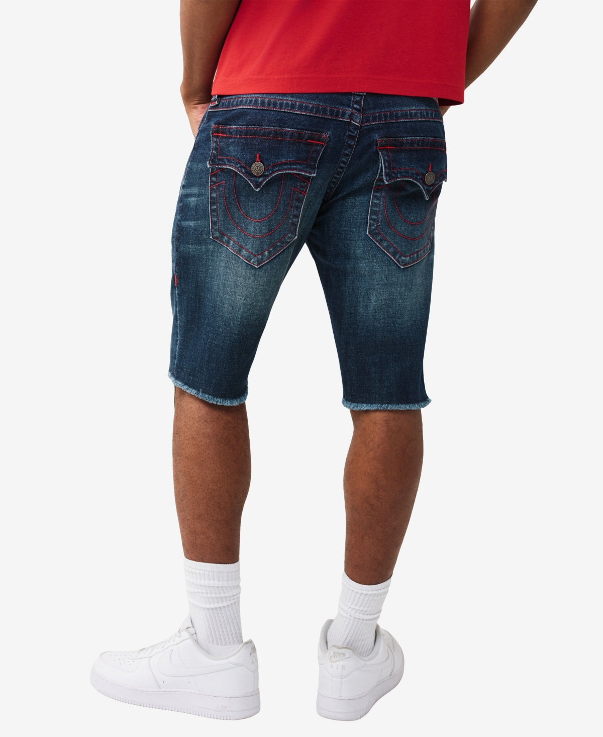 True Religion Men's Ricky Straight Flap Fray Hem Shorts