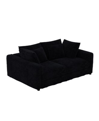 Plush Corduroy 4-Seat Sofa, Modern Comfy Cloud Couch with Soft Pillows