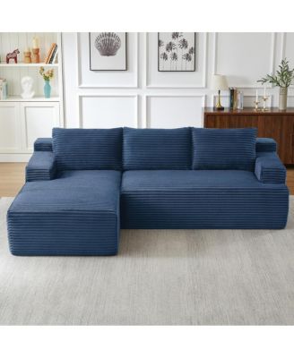 L-Shaped Cloud Sectional Sofa, Deep Seat, Modular Sleeper, Blue