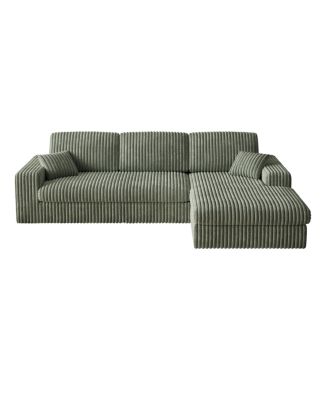 Modern Corduroy Modular Sofa, Recliner Seat, 2-in-1 L-Shaped Sofa with Pillows