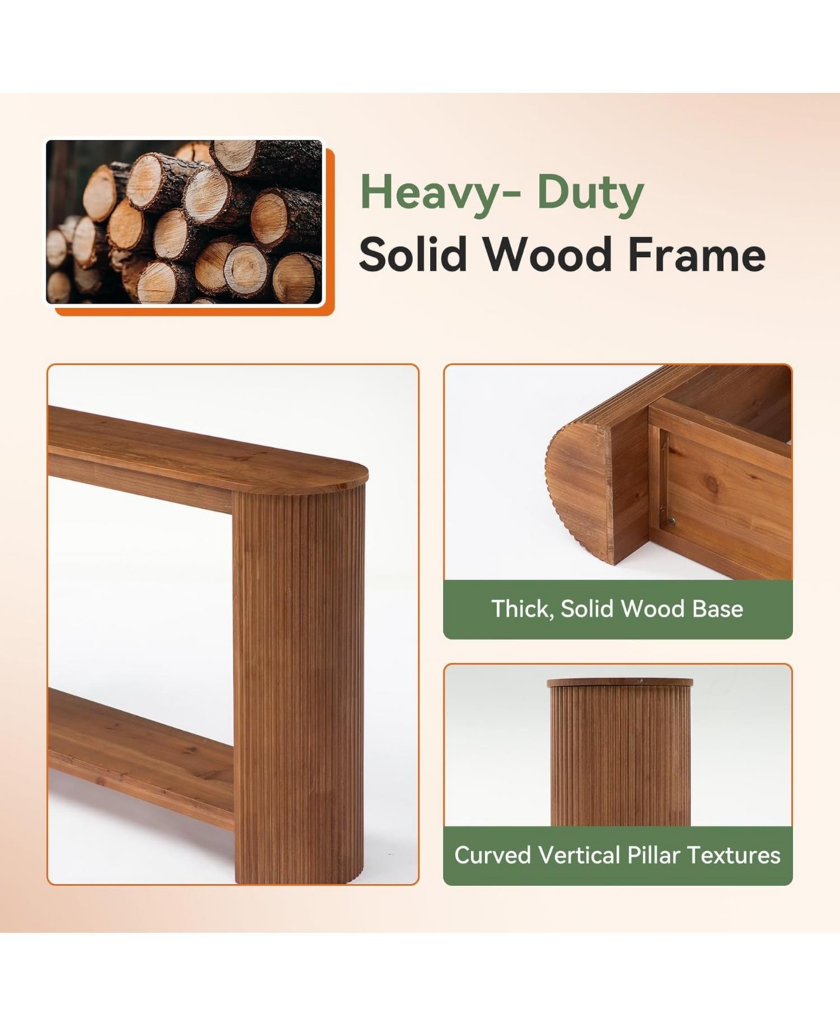 Tribesigns 63" Solid Wood Console Table, Farmhouse 2-Tier Narrow Long Sofa Entryway Table, Easy Assembly