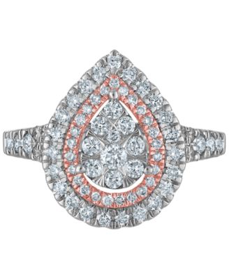 Diamond (1 ct. t.w.) Bridal Ring in 14k Two-Tone Gold