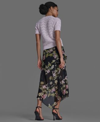 Women's Crewneck Oversized Zig Zag Sweater