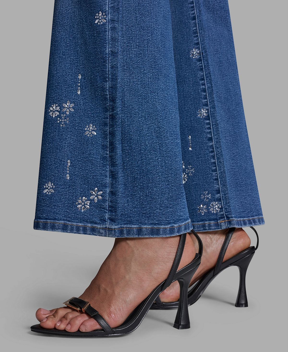 BCBG Women's High-Rise Wide-Leg Embellished Jeans view 5 — MAYCSS fashion products