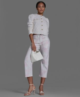 Women's Crewneck Button-Front Tweed Jacket