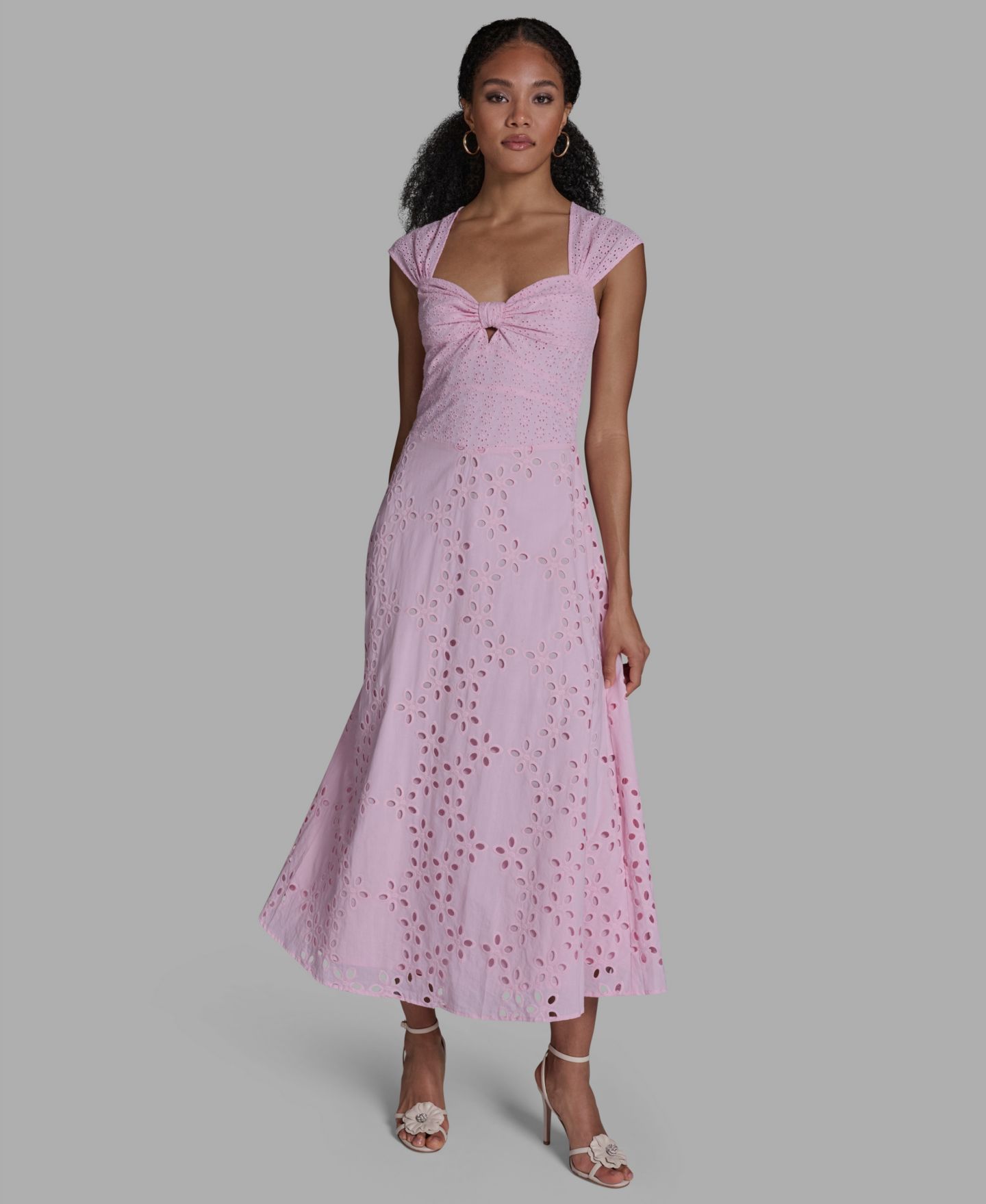 Женское платье BCBG Sweetheart Neck Keyhole Eyelet Maxi, цвет: Пудровый — фото 1