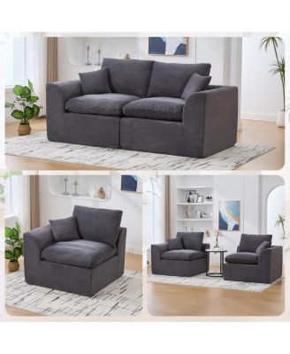 Modular Sectional Sofa Cloud Couch, Comfy Modern 2-Seater with Removable Cushion Covers
