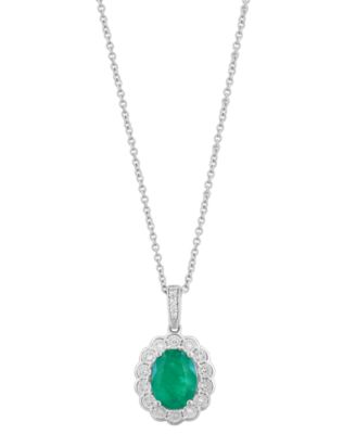 Emerald (1-1/2 ct. t.w.) & Diamond (1/10 ct. t.w.) Pendant in 14k Gold (Also Available in Ruby and Sapphire)
