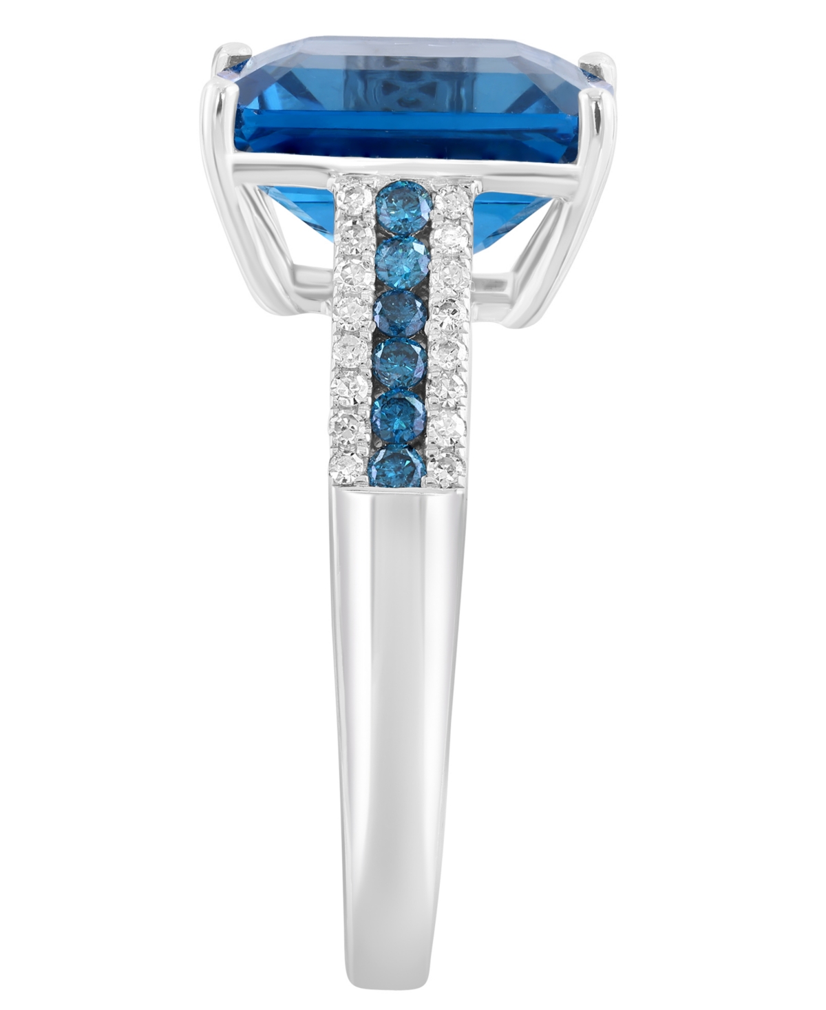 Effy Collection London Blue Topaz (4-1/3 ct. t.w.) & Diamond (1/4 ct. t.w.) Ring in 14k White Gold (Also Available in 14k Yellow Gold)