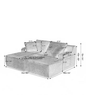 69" Cloud Sectional Couch, L-Shape Chaise with Deep Seat, Black