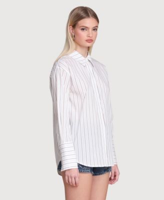 Women's Spread Collar Stripe Button Down Shirt