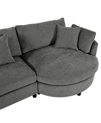 105" Chenille 3-Piece Sectional Sofa w/ Curved Chaise & 3 Pillows
