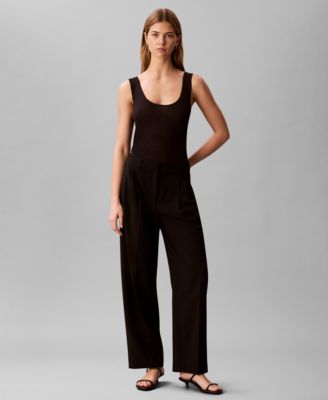 Women's Pleated High Rise Wide Leg Pants