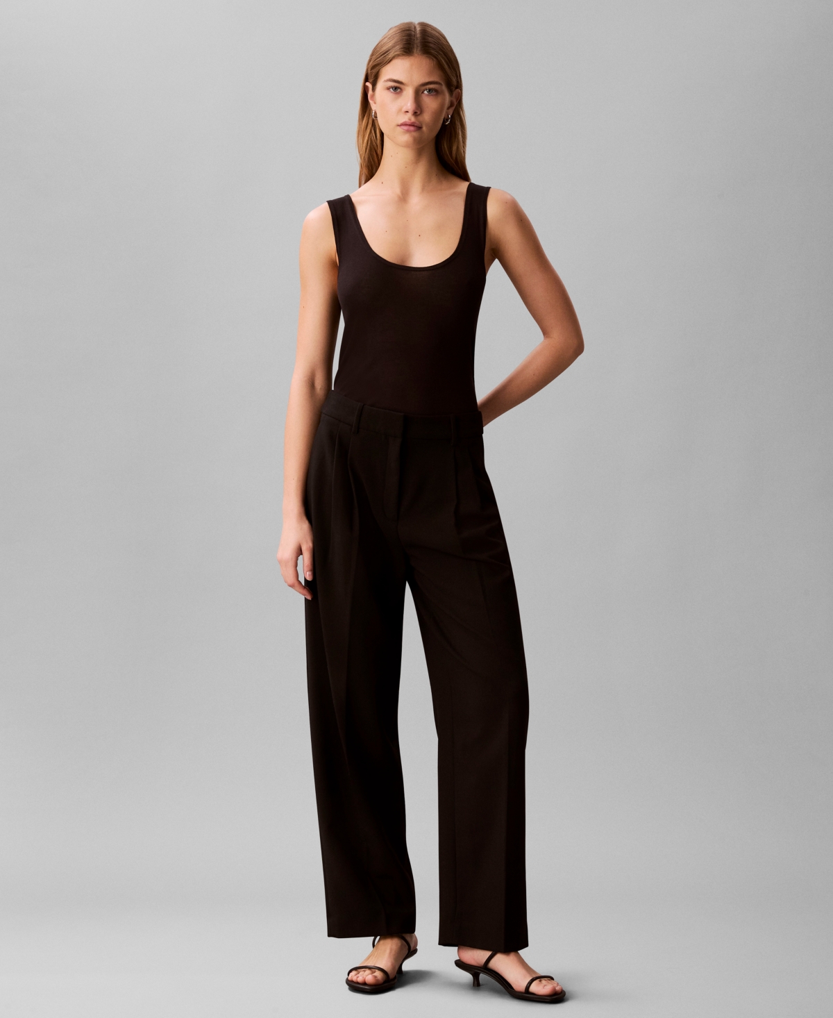 Calvin Klein Women's Pleated High Rise Wide Leg Pants