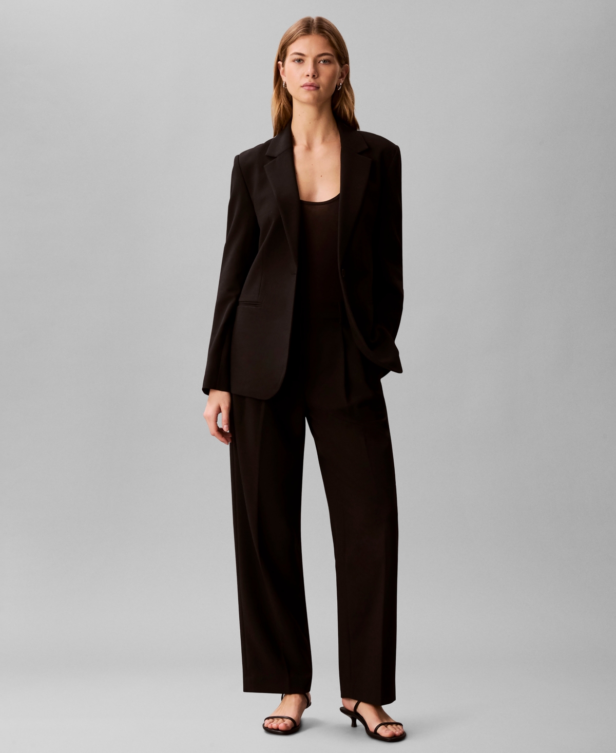 Calvin Klein Women's Notch Lapel Cinched Blazer
