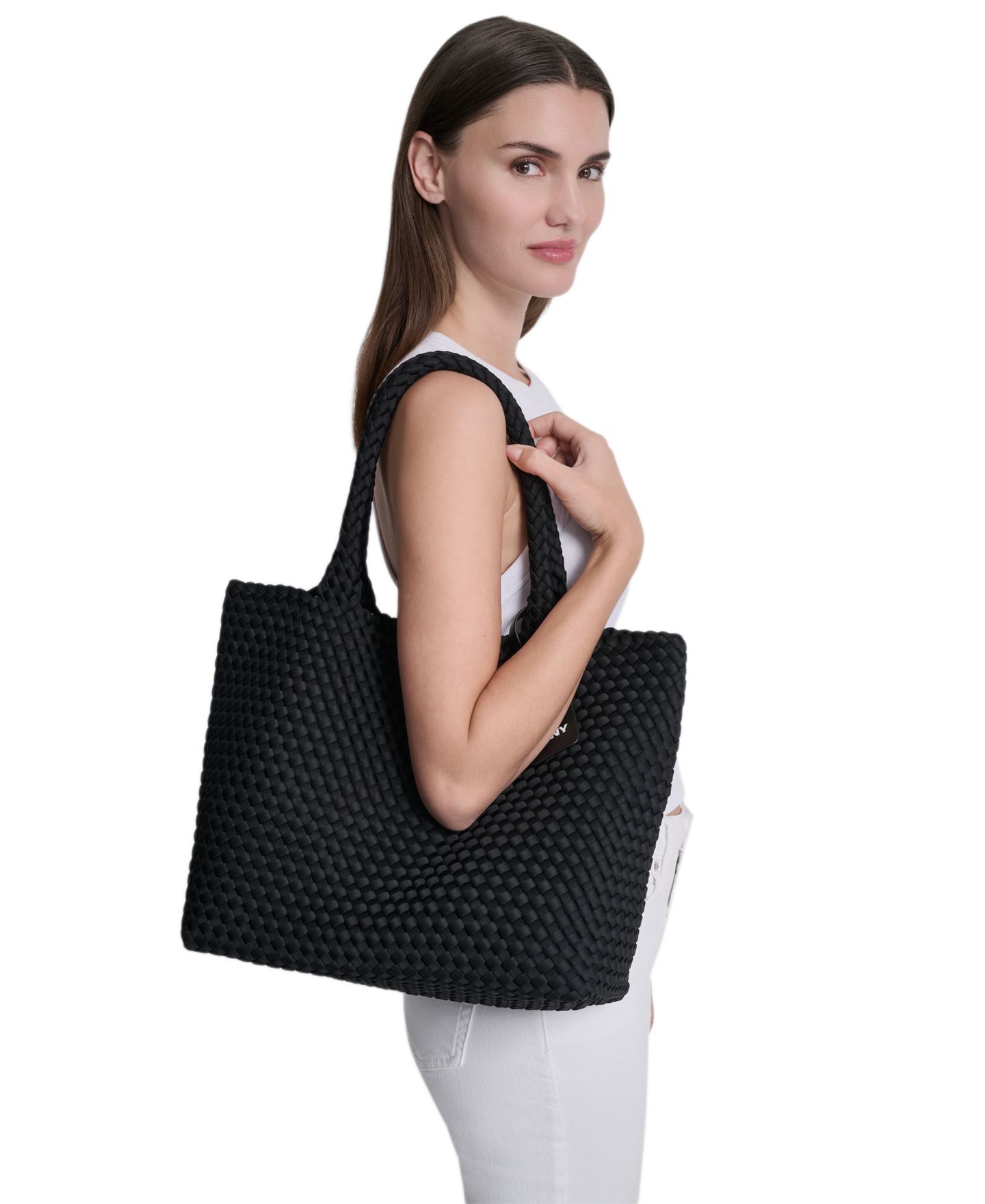 Женская сумка DKNY Giselle Large Magnet Closure, цвет: Чёрный / Серебряный — фото 5