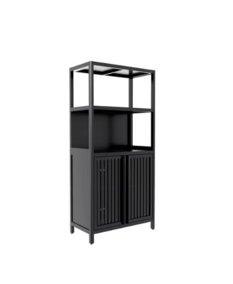 Streamdale Black Bamboo 2-Door Floor Cabinet Organizer