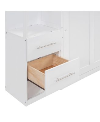 Streamdale  Furniture Full Size Murphy Bed Wall Bed with Shelves, Drawers and LED Lights