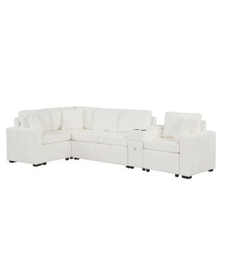 L-shaped Convertible Sofa Bed Modular Sectional with Pull-Out Bed