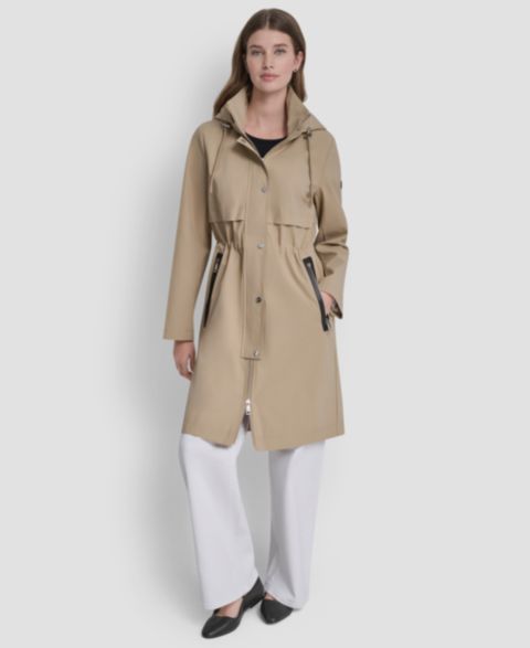 Женские куртки DKNY Pleather Trim Anorak Rain Coat