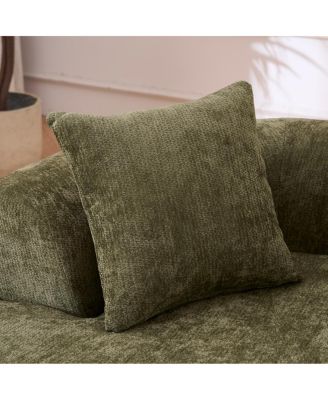 Crescent sofa, modern low-back, deep cushions, self-inflating foam, 3-seater, no assembly (Green)