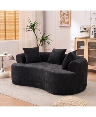 Crescent-shaped self-inflating sofa, modern low-back design, deep cushions