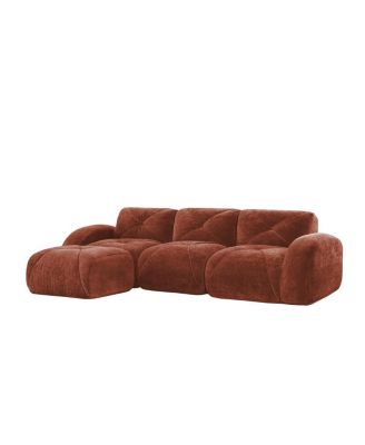 L-Shaped Velvet Sofa, Tufted, Ergonomic, High-Density Sponge, No Assembly