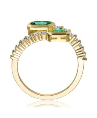 Modern Cubic Zirconia Bypass Ring in 14K Gold Plated
