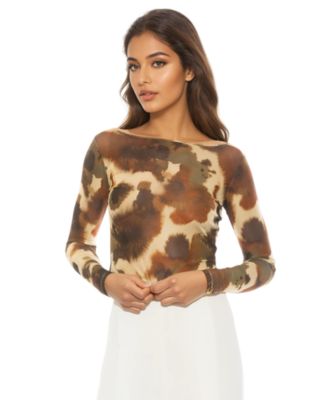 Women's Opal Boatneck Sheer Mesh Top
