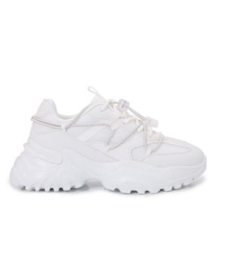 Branch Mixed Material Lace-Up Sneakers