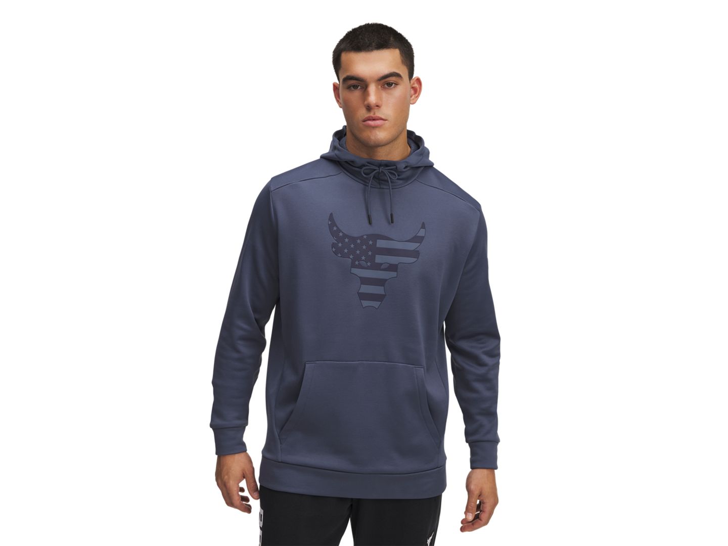 Мужское худи Under Armour Project Rock Freedom Long-Sleeve, цвет: Тёмно-синий — фото 1