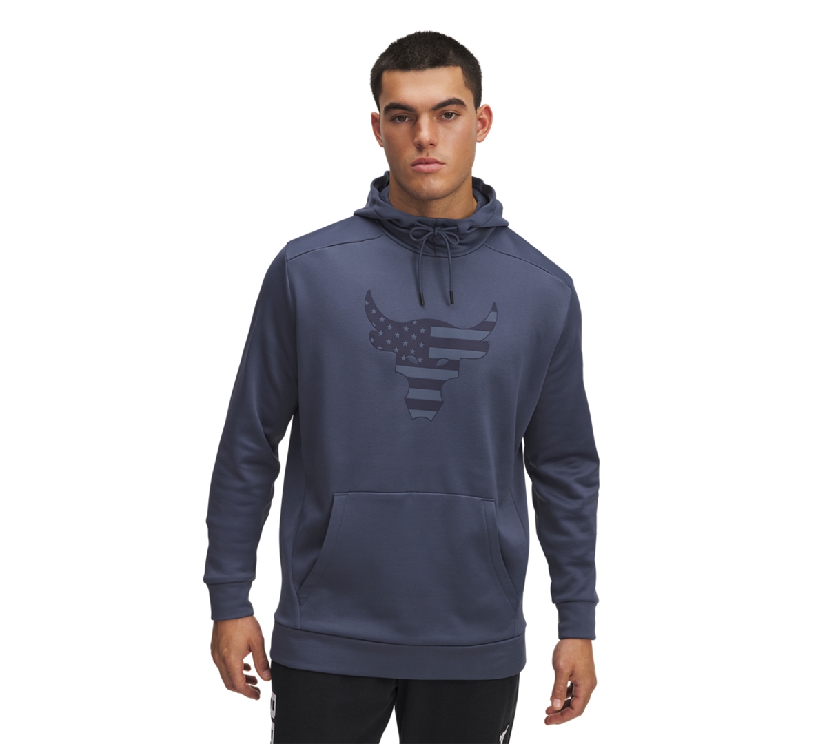 Under Armour Project Rock Freedom Bull Long-Sleeve Hoodie for Men - Downpour Gray